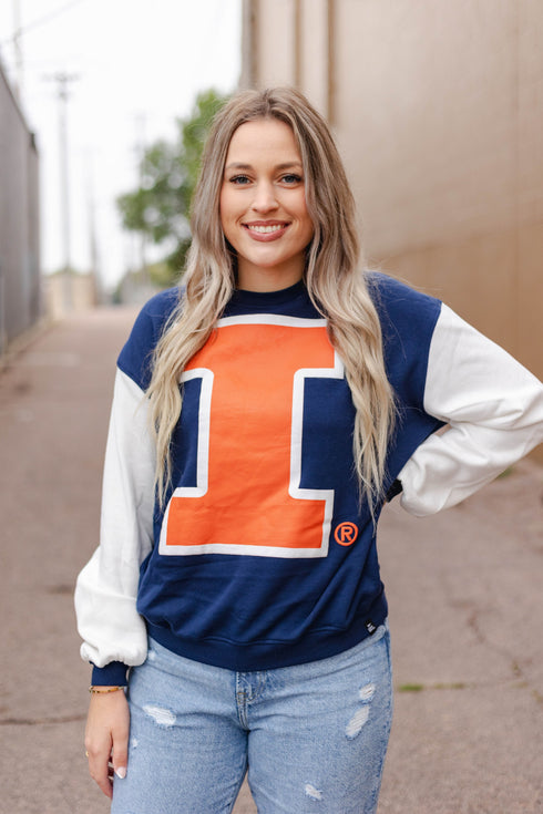 Illinois Logo Puff Colorblock Crew